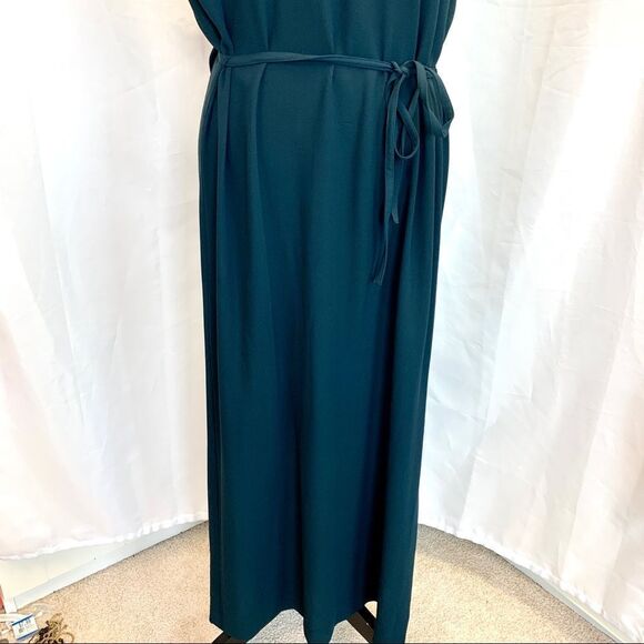 Eileen Fisher dark teal 100% silk two piece dress blouse set Sz M - Picture 9 of 17